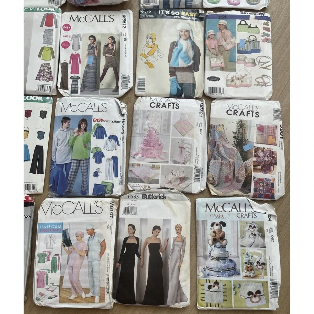 Lot of 21 Mixed Brands Sewing Patterns Simplicity Butterick McCall's New Look